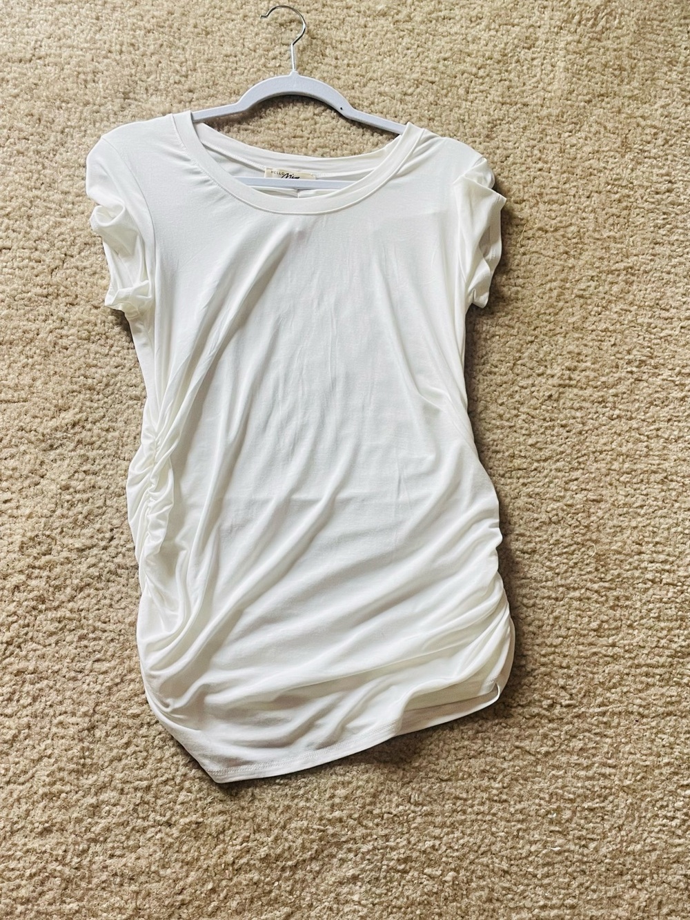 Pinkblush White Short Sleeve Ruched Side Tee- with tags brand new